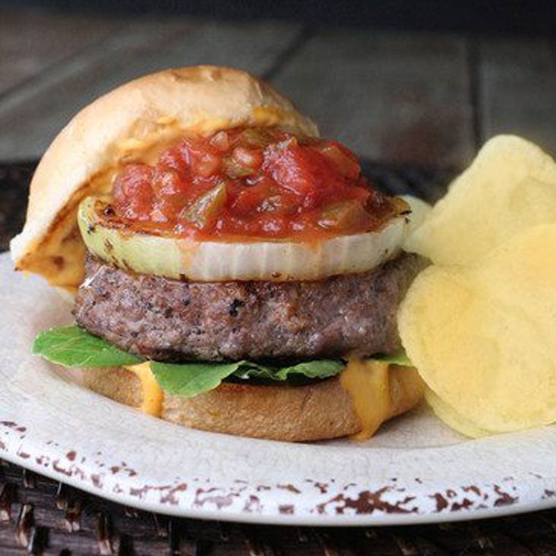 Touch-Down Beef Burger with Grilled Onion and Toasty Bun