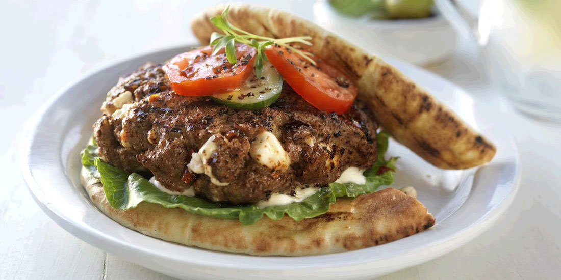 Greek Goddess Inside Out Sirloin Beef Burgers