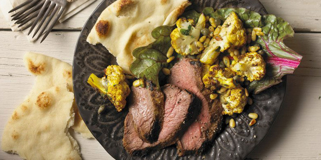 Tandoori Marinating Steak with Roasted Curried Cauliflower